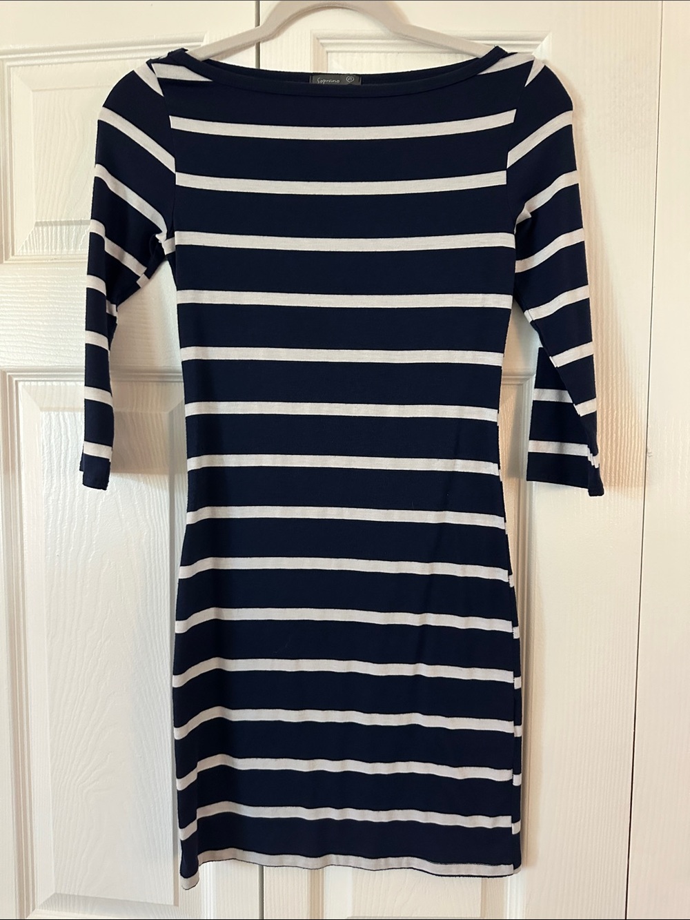 Soprano Striped Navy and White Boatneck Dress